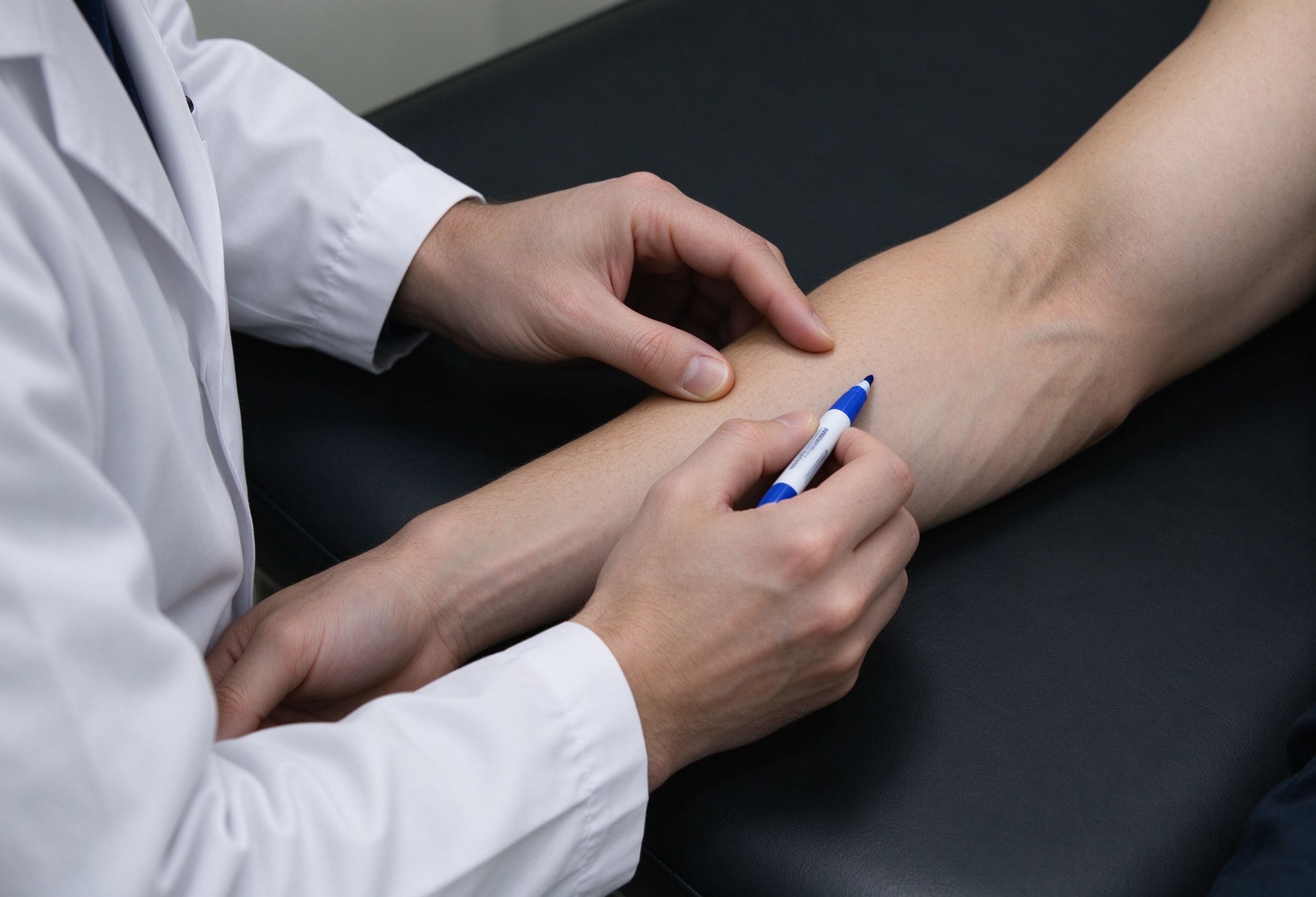 Clinical examination of the lateral elbow, including resisted wrist extension tests